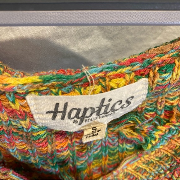 Haptics Multicolor Distressed Knit Sweater Rainbow Tattered Lightweight Small - Picture 3 of 6